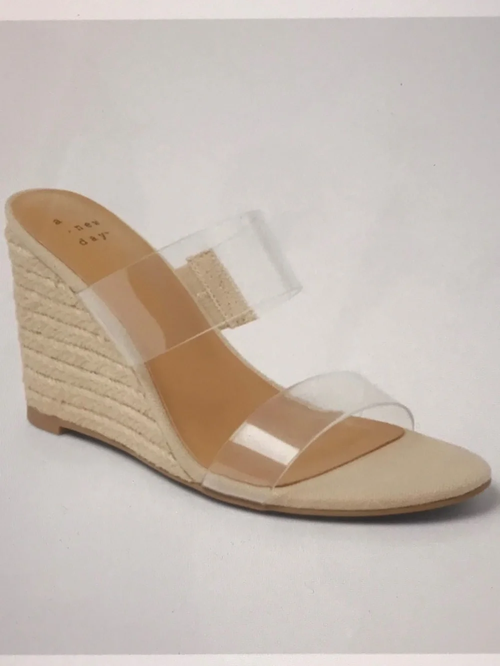 A NEW DAY Ansel Double Band Open Toe Wedge Espadrille Heels Women’s Size 8.5 NWT